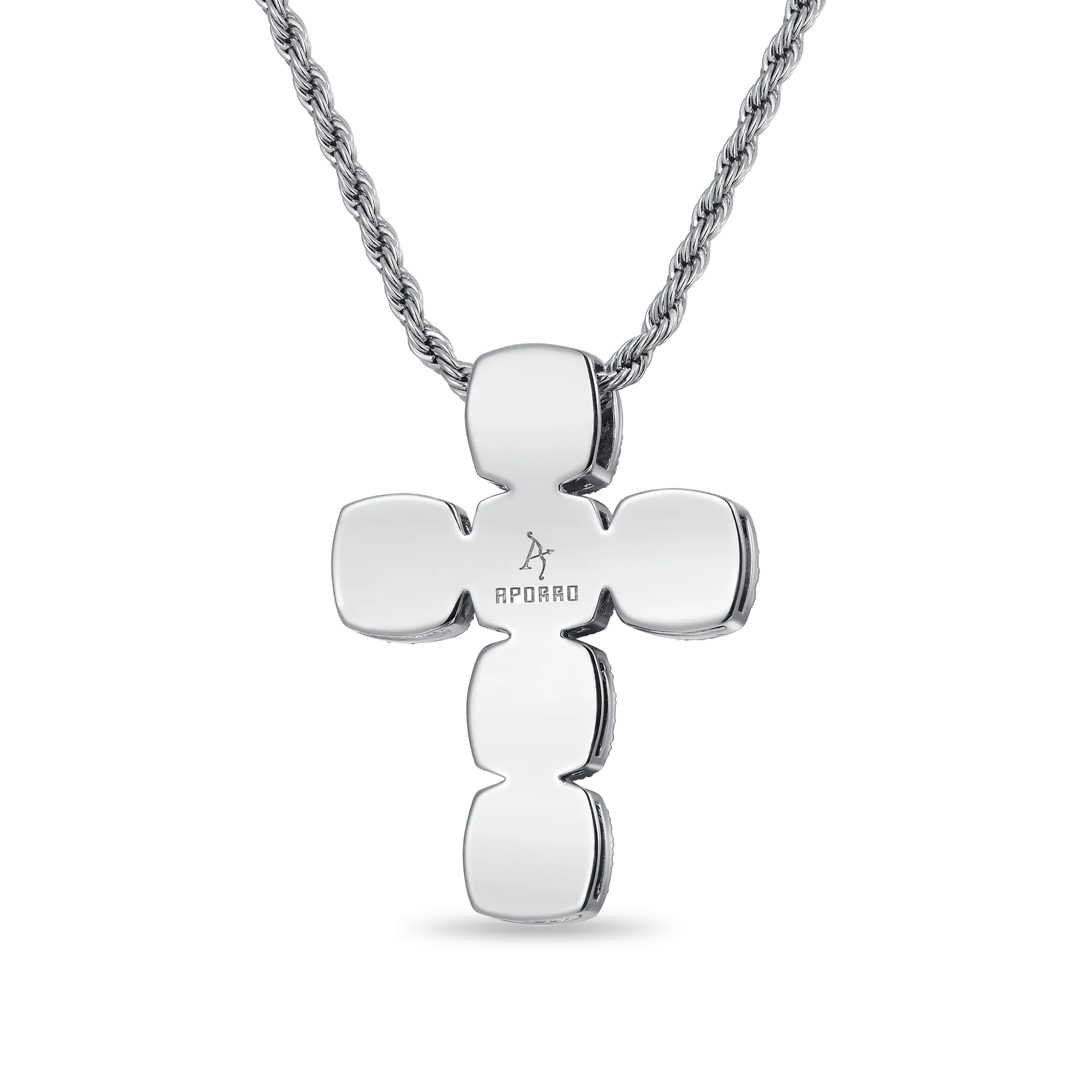 Radiant Cut Cross Pendant - Fancy Light Pink