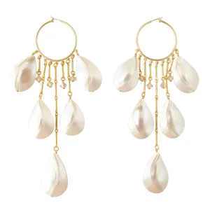 Raindrop shell hoop earrings