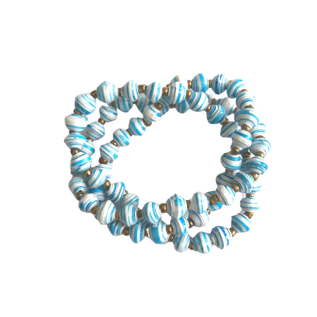 Recycled Paper Bead Bracelet - Tranquility