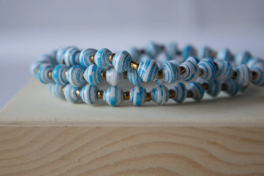 Recycled Paper Bead Bracelet - Tranquility