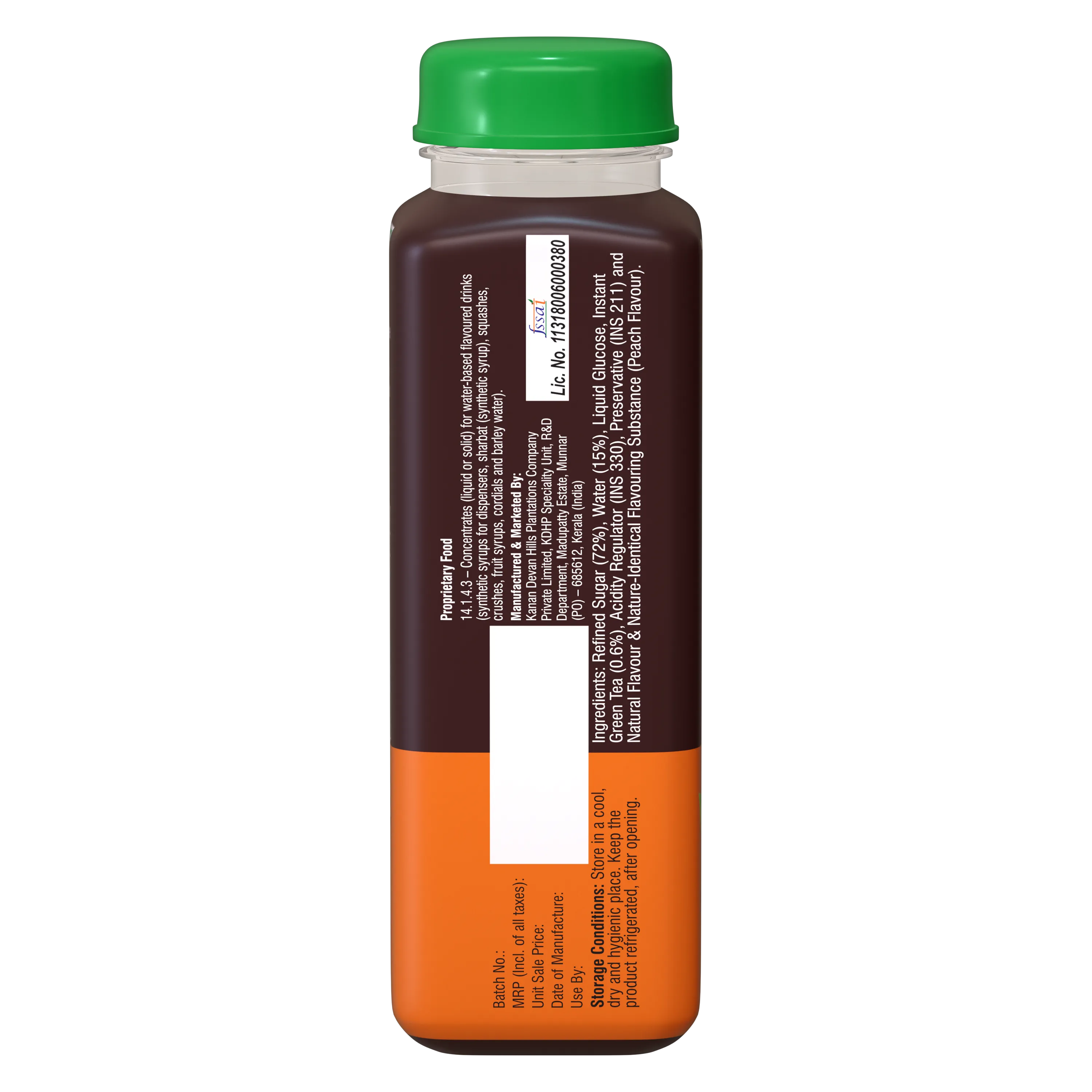 Ripple Treats - Iced Green Tea Concentrate Peach Flavoured - 250 ml