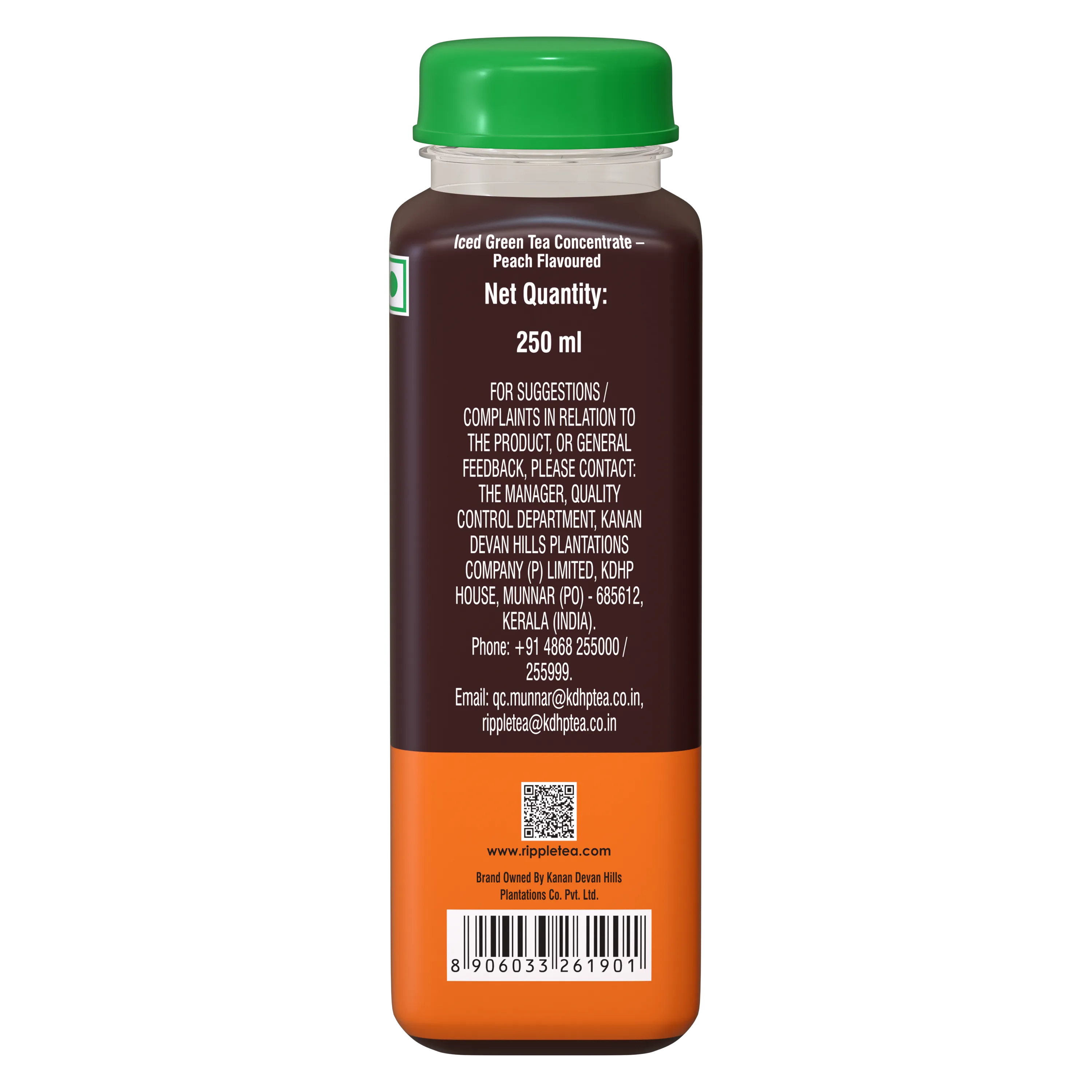 Ripple Treats - Iced Green Tea Concentrate Peach Flavoured - 250 ml