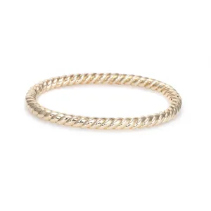 Rope Twist Bangle Bracelet Vintage 14k Yellow Gold 7" Layering Fine Jewelry