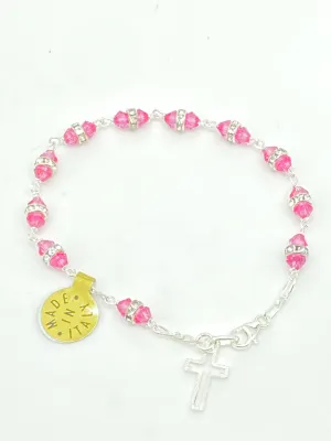 Rose Australian Swarovski Crystals and Sterling Silver Rosary Bracelet 6mm