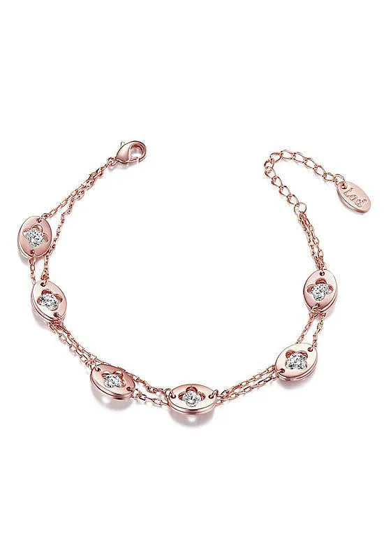 Rose Gold Plated Alloy Double Layered Bracelet