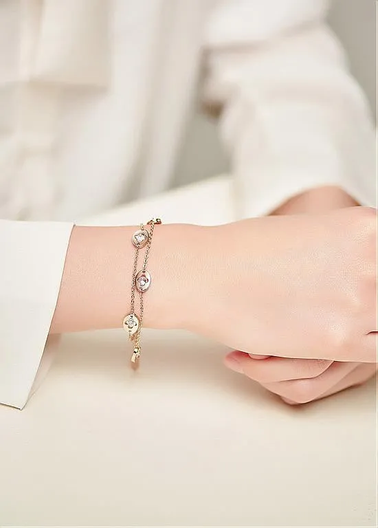 Rose Gold Plated Alloy Double Layered Bracelet