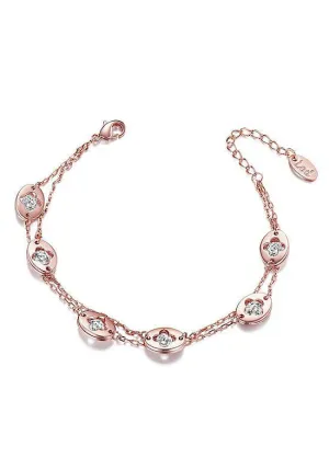 Rose Gold Plated Alloy Double Layered Bracelet