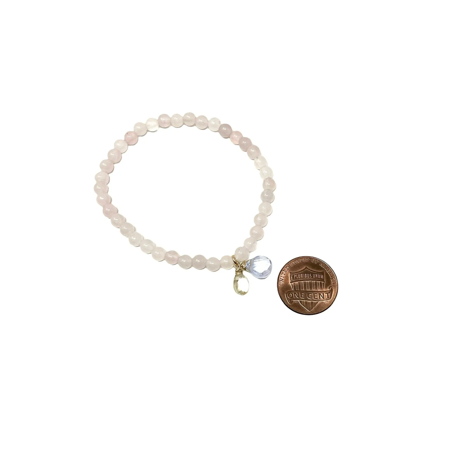 Rose Quartz Stone Bracelet with Citrine and Blue Quartz