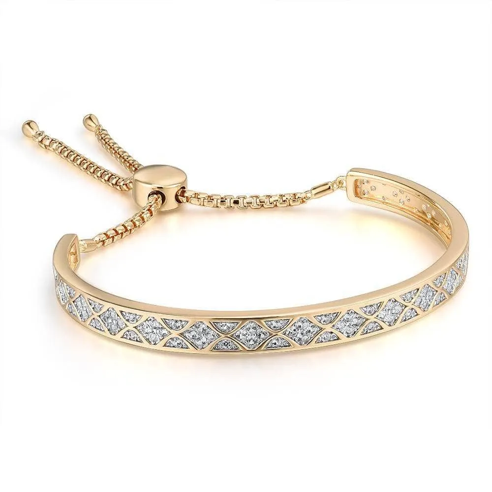 Round Diamond Adjustable Bolo Bracelet