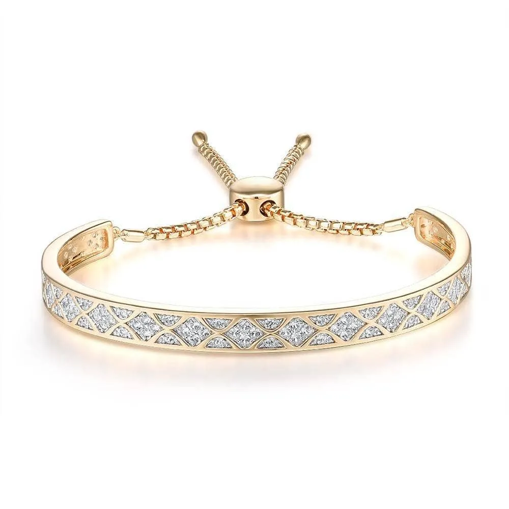 Round Diamond Adjustable Bolo Bracelet