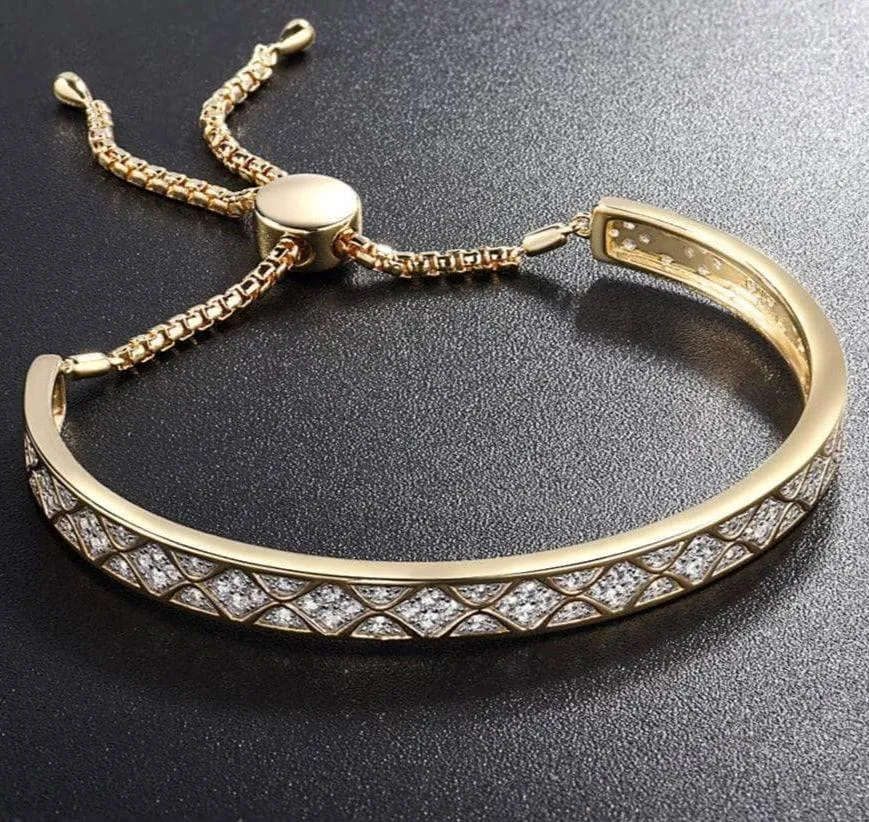 Round Diamond Adjustable Bolo Bracelet