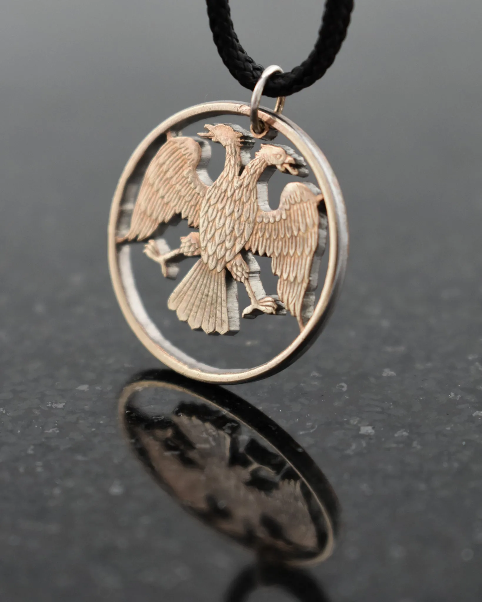 Russia - Cut Coin Pendant with Double Headed Eagle