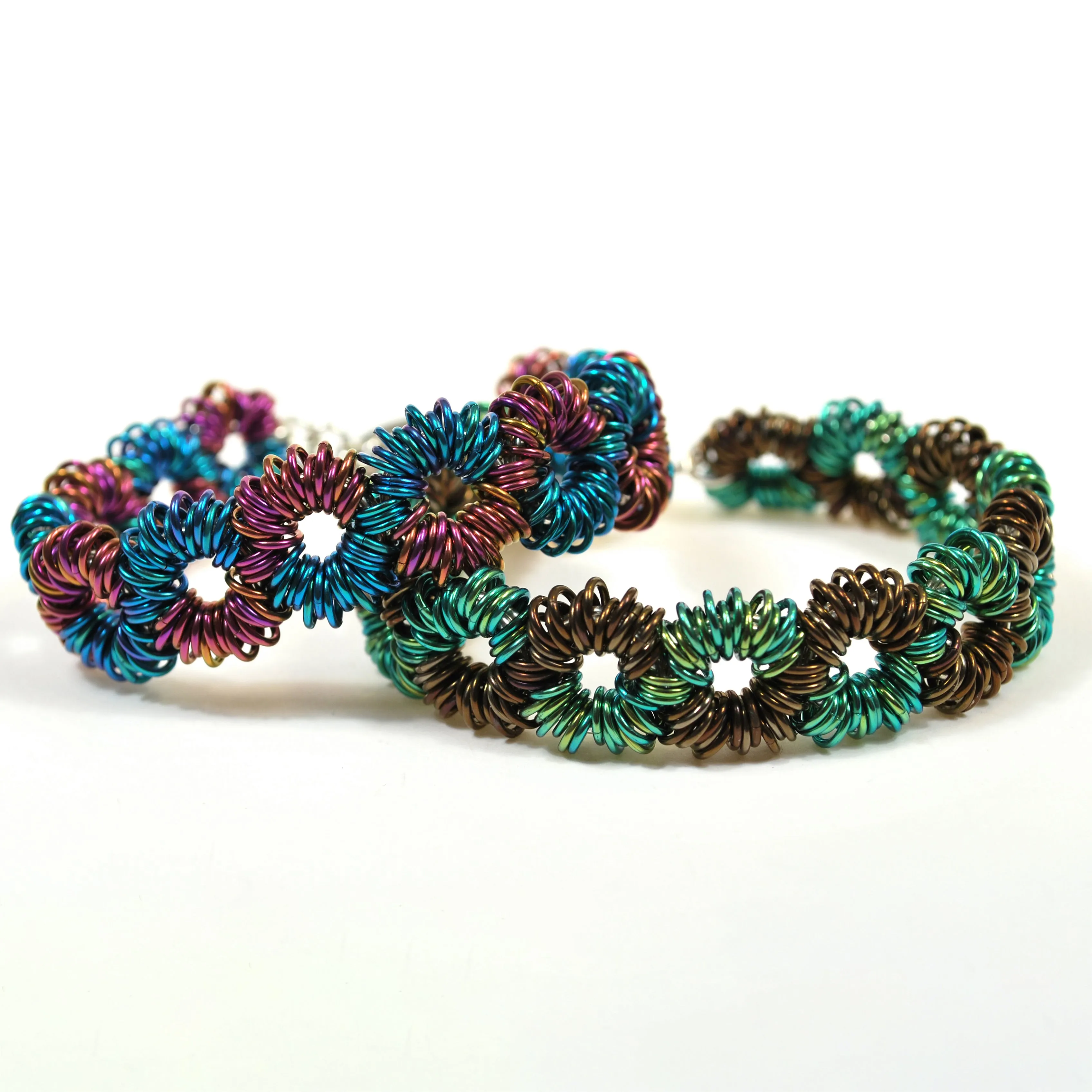SALE: Coiled DNA Niobium & Sterling Bracelet - SMALL - Approx 7"