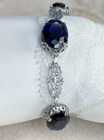 Sapphire Blue Bracelet, Edwardian Reproduction Jewelry #B70