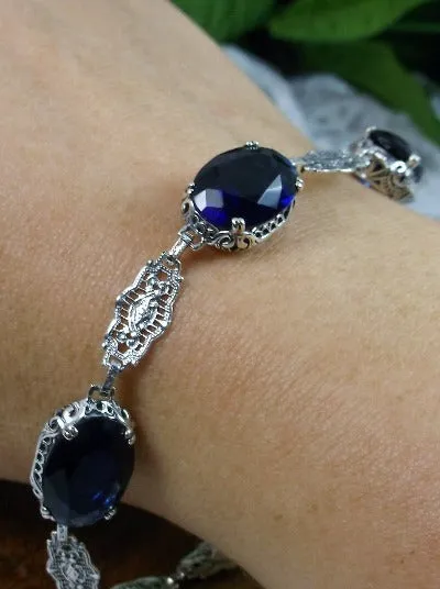 Sapphire Blue Bracelet, Edwardian Reproduction Jewelry #B70
