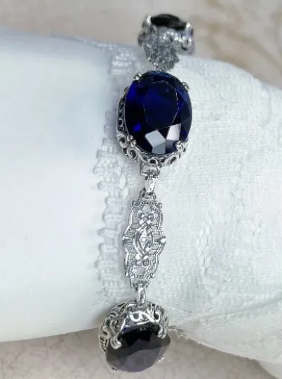 Sapphire Blue Bracelet, Edwardian Reproduction Jewelry #B70