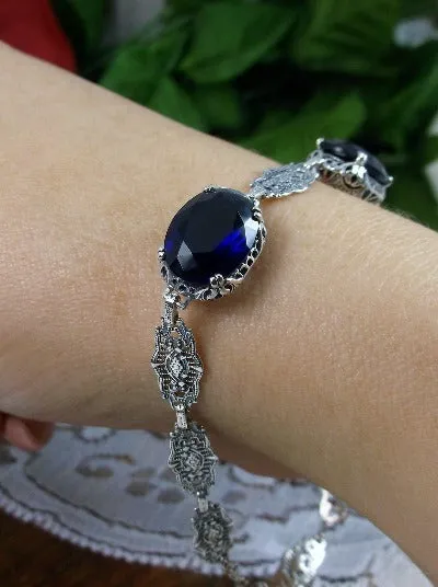 Sapphire Blue Bracelet, Edwardian Reproduction Jewelry #B70