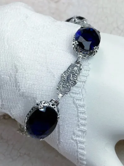 Sapphire Blue Bracelet, Edwardian Reproduction Jewelry #B70