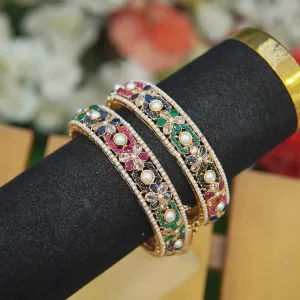 Semi-Gems Zircons Pearls Bangles Pair