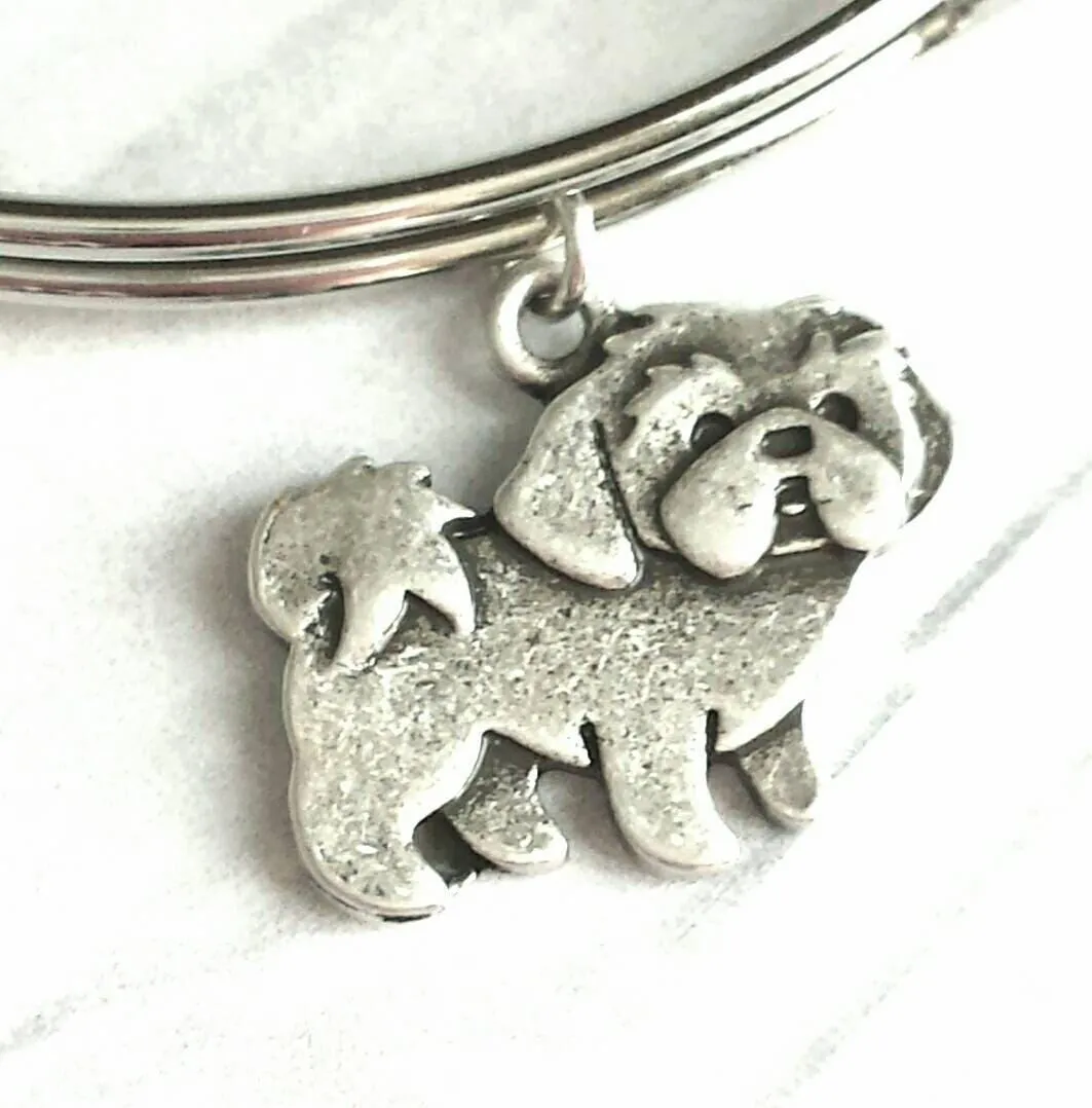 Shih Tzu Bracelet - bangle adjustable double loop pet dog charm - personalized letter initial monogram - shihtzu shihtsu shitzu shit tzu tsu