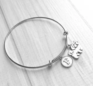 Shih Tzu Bracelet - bangle adjustable double loop pet dog charm - personalized letter initial monogram - shihtzu shihtsu shitzu shit tzu tsu