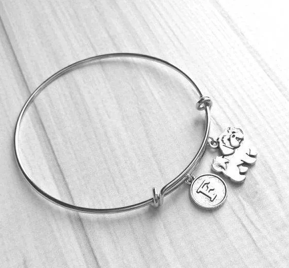 Shih Tzu Bracelet - bangle adjustable double loop pet dog charm - personalized letter initial monogram - shihtzu shihtsu shitzu shit tzu tsu