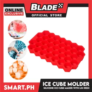Silicone Ice Cube Ready Stock Ice Tray with Lid 37 Cell Honeycomb Shape Ice Cube Molder (Red)