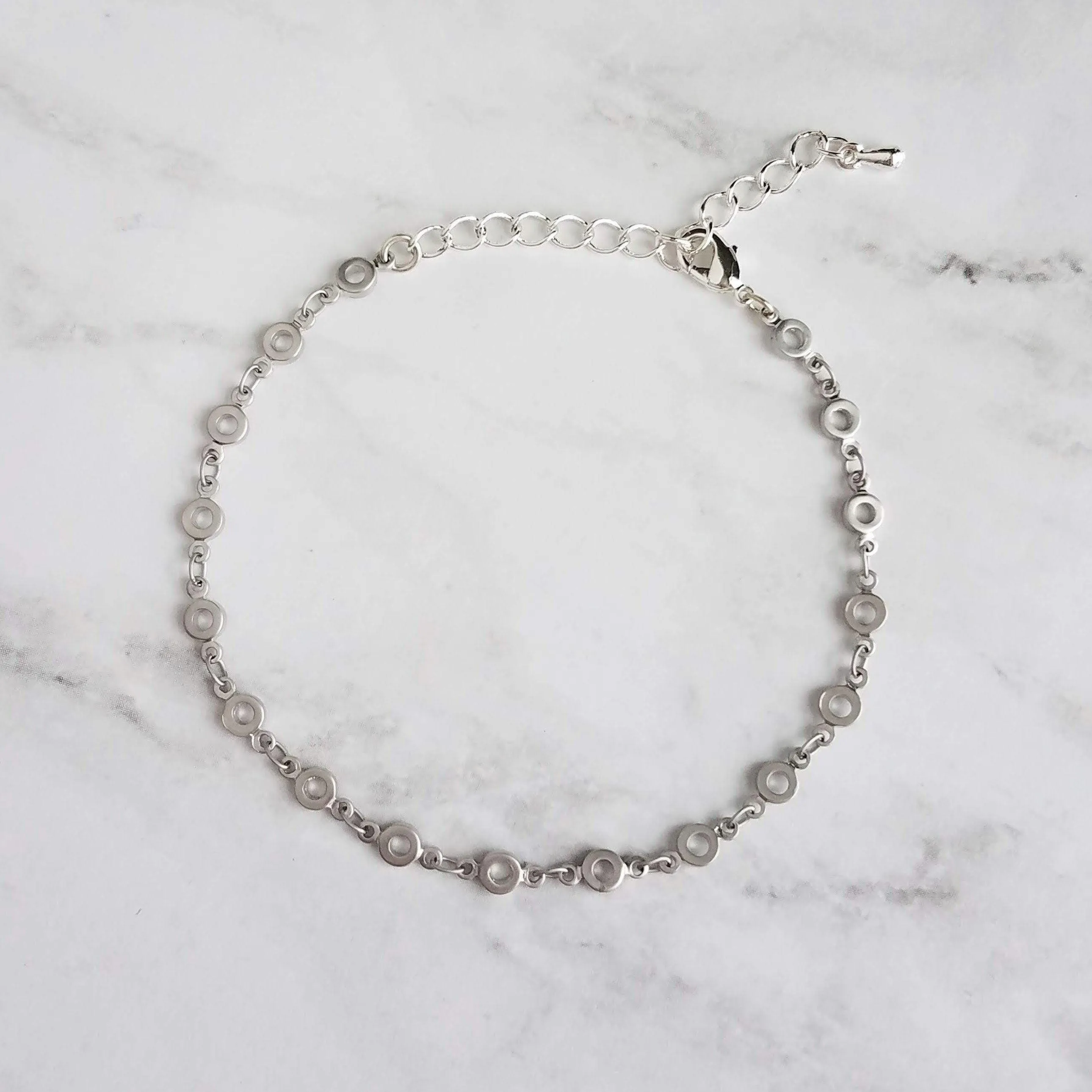 Silver Chain Bracelet, matte silver bracelet, O link bracelet, tiny link bracelet, delicate silver bracelet, minimalist bracelet thin silver