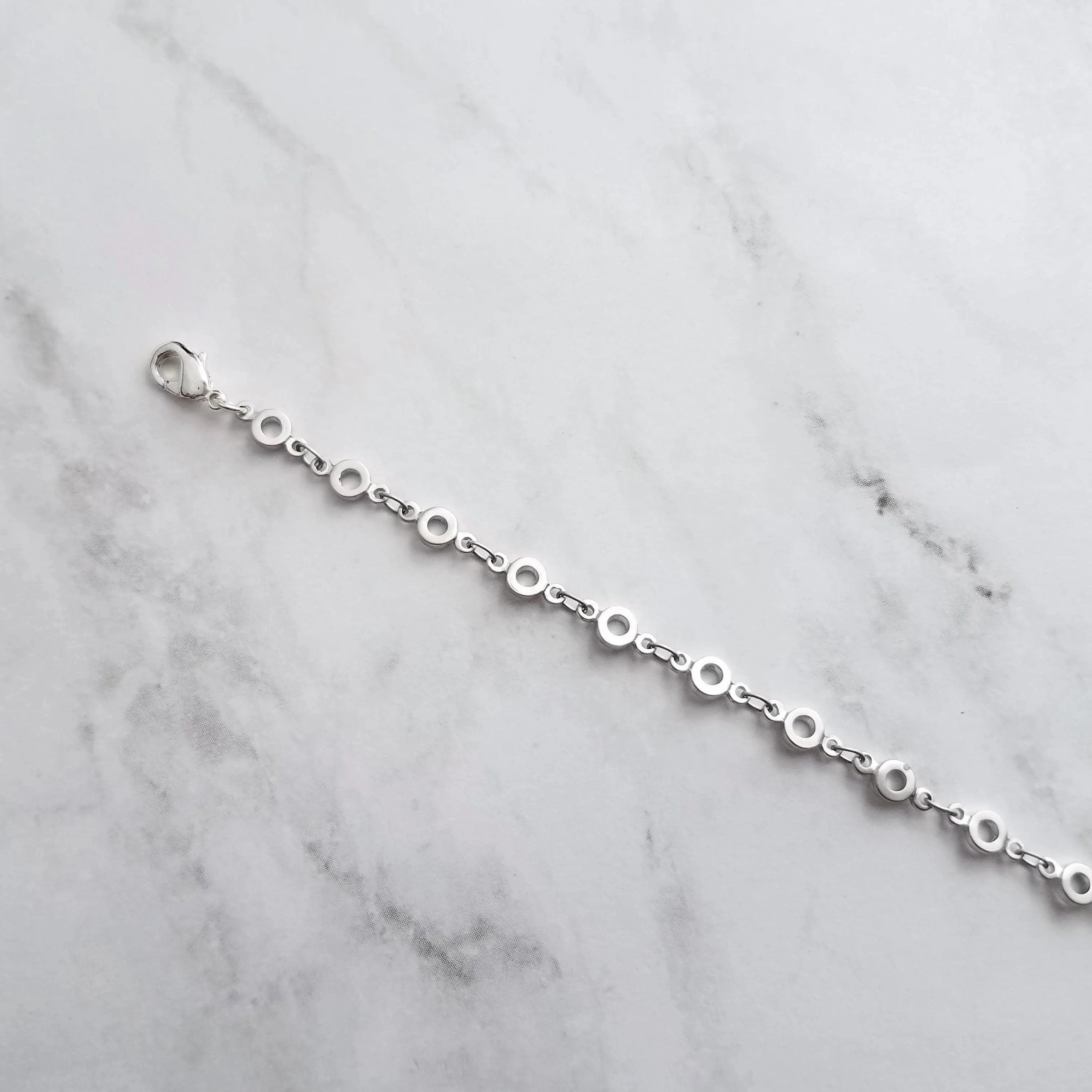 Silver Chain Bracelet, matte silver bracelet, O link bracelet, tiny link bracelet, delicate silver bracelet, minimalist bracelet thin silver