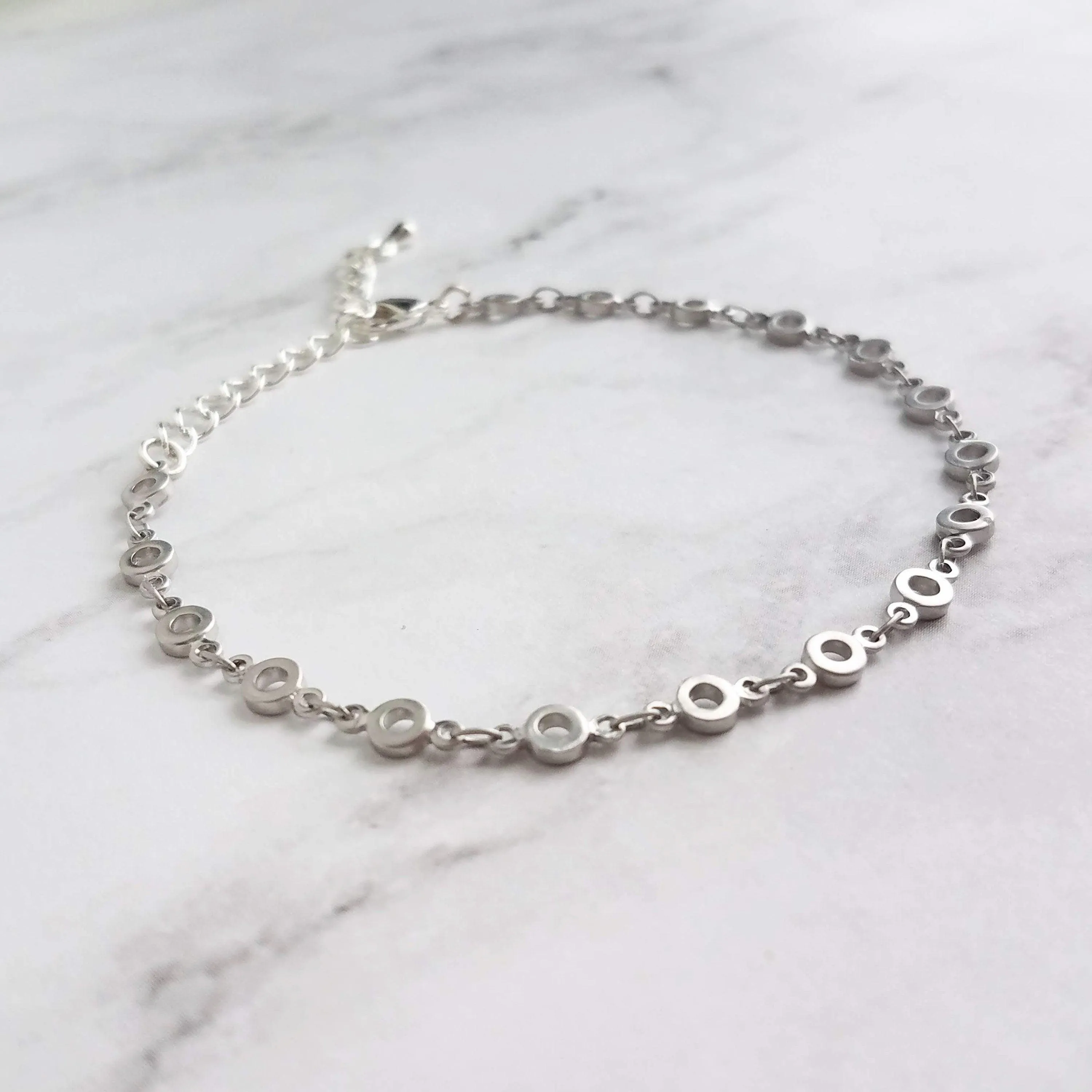 Silver Chain Bracelet, matte silver bracelet, O link bracelet, tiny link bracelet, delicate silver bracelet, minimalist bracelet thin silver