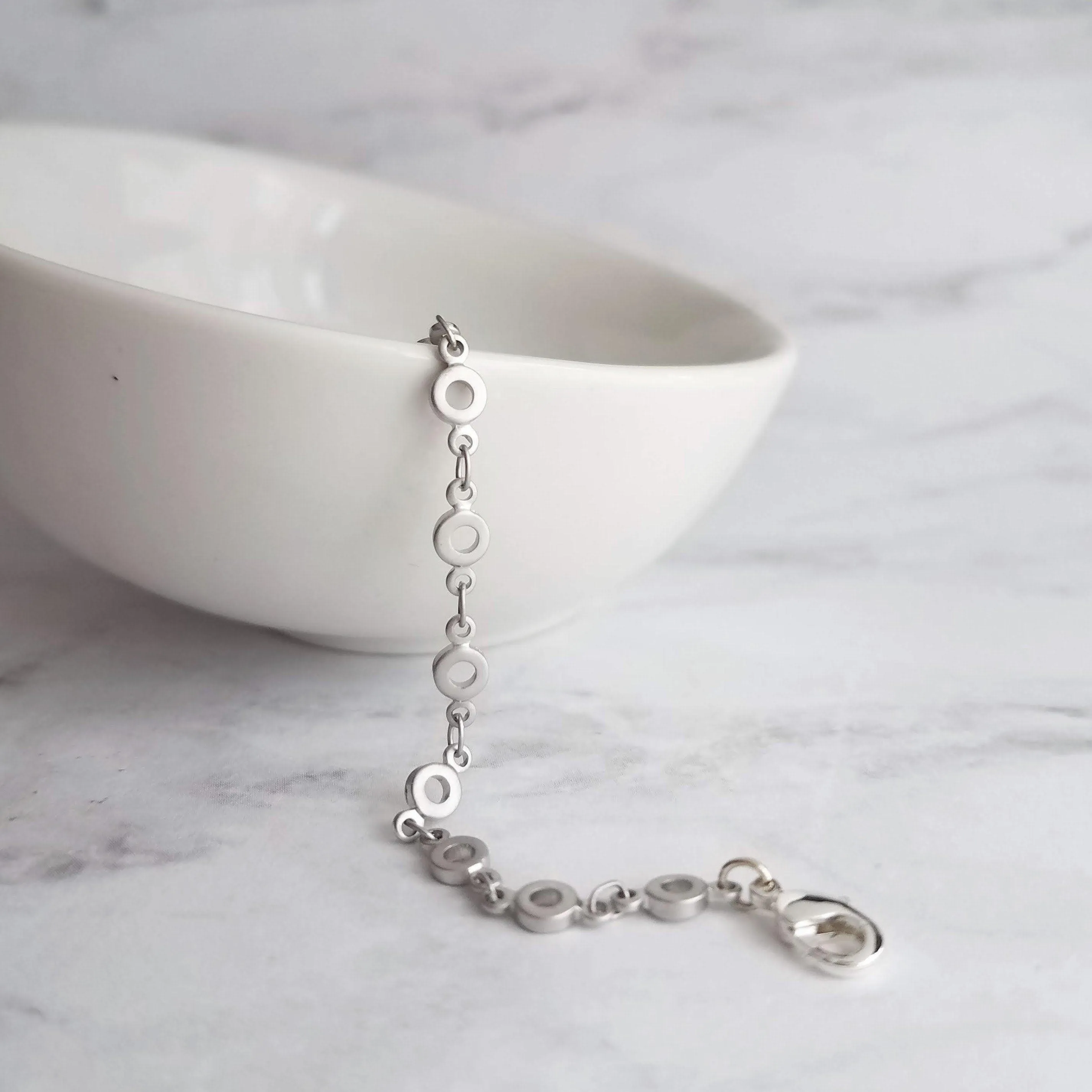 Silver Chain Bracelet, matte silver bracelet, O link bracelet, tiny link bracelet, delicate silver bracelet, minimalist bracelet thin silver