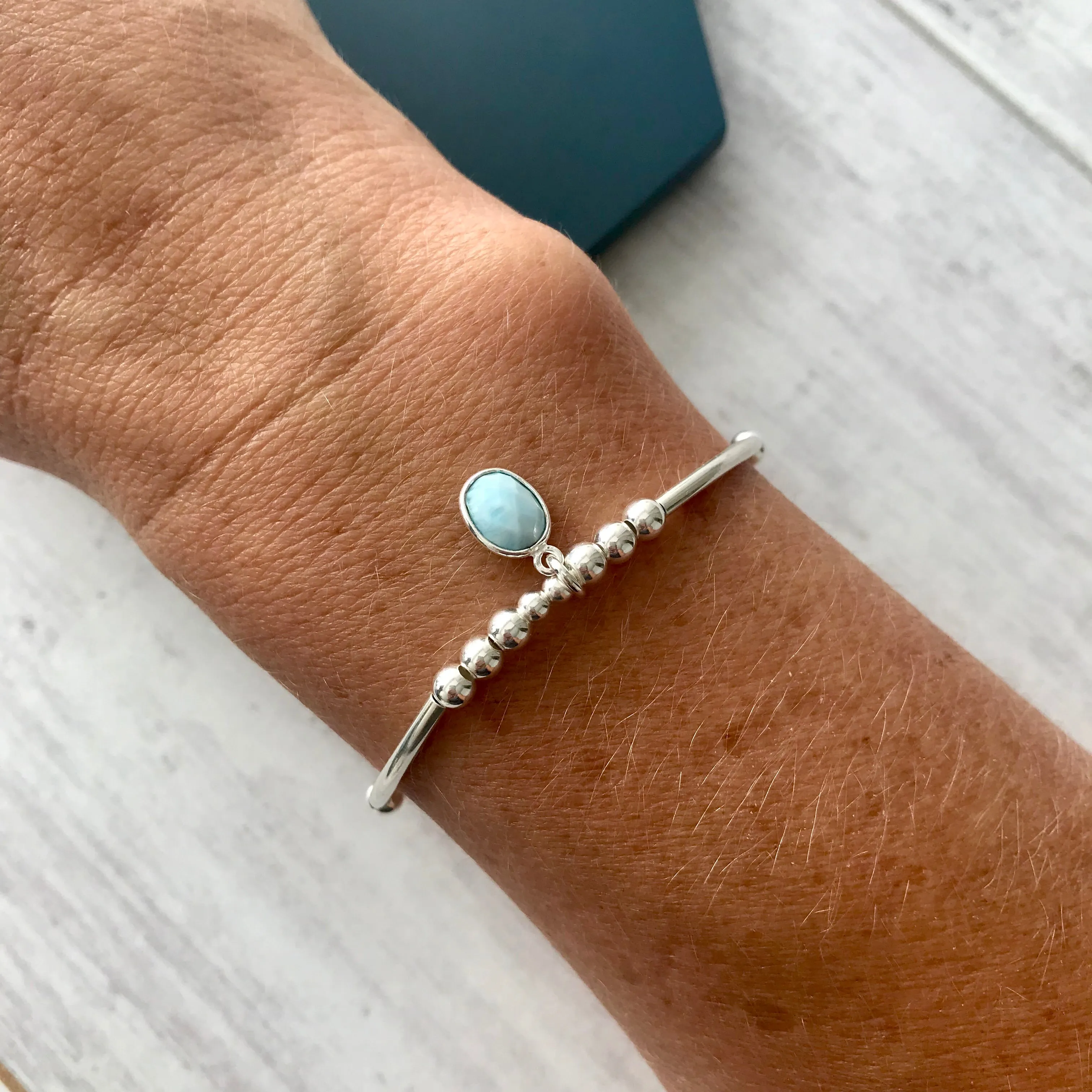 Silver Larimar Bracelet