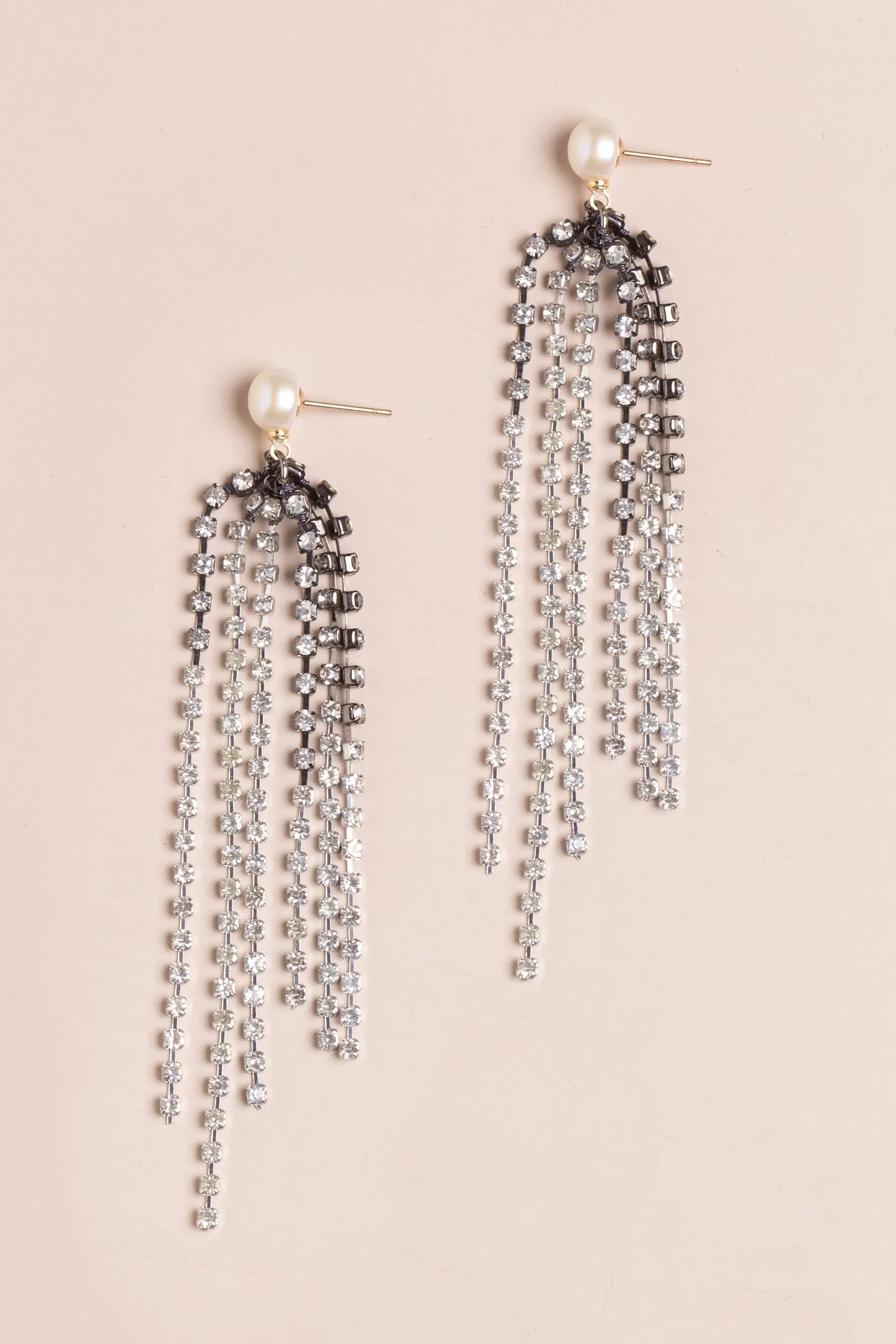 Silver Pearl Rhinestone Earrings
