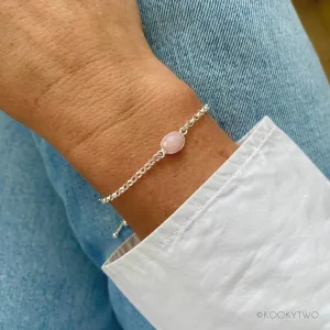 Silver Pink Opal Chain Bracelet