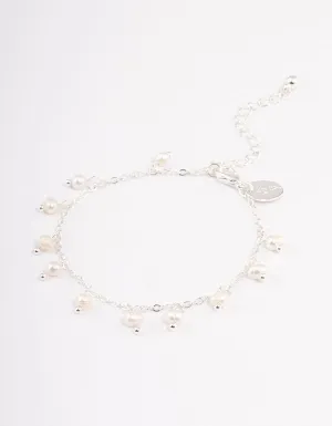 Silver Plated Pearl Droplet Bracelet