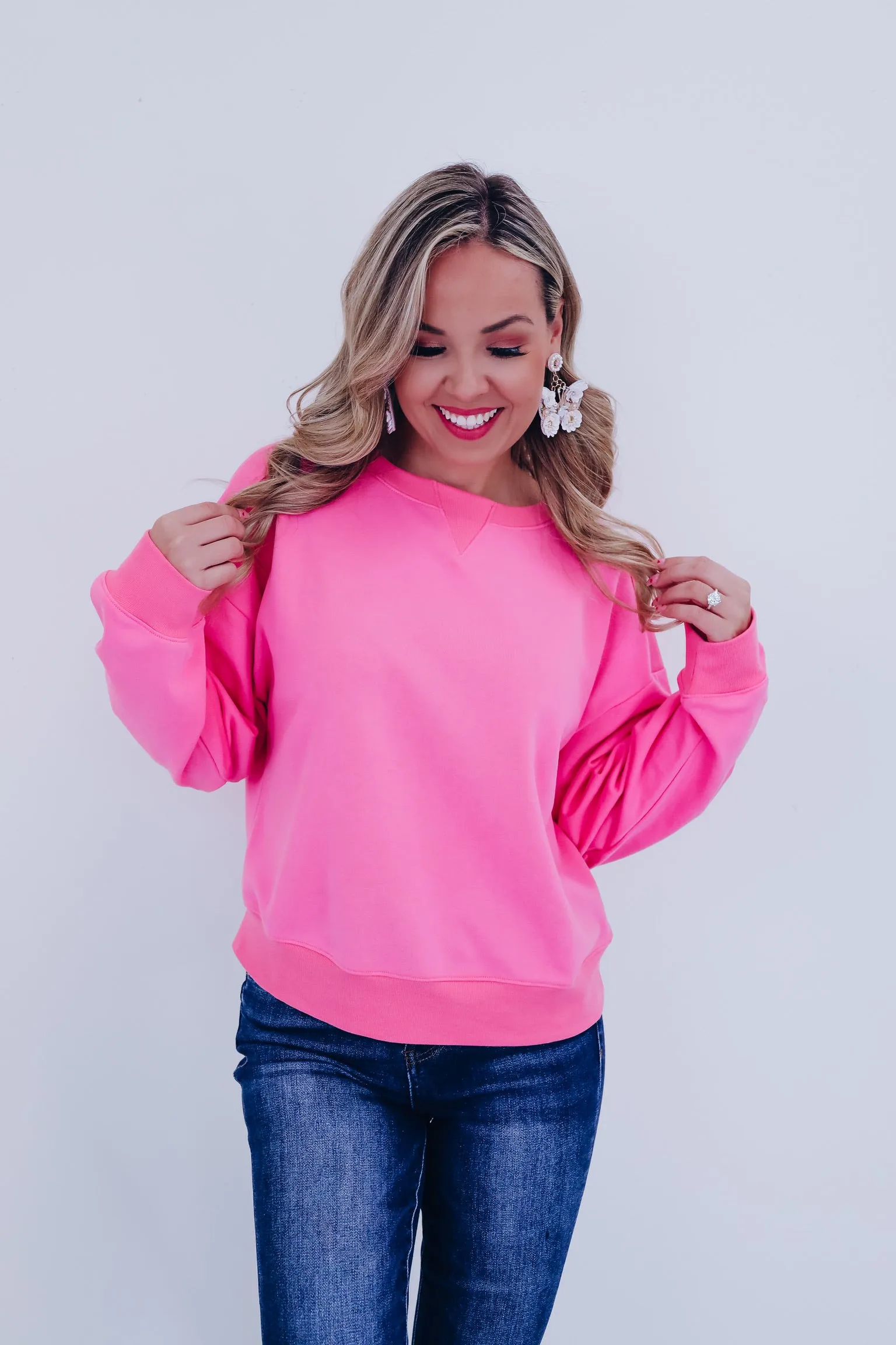 Simply Soft Cropped Sweatshirt - Pink