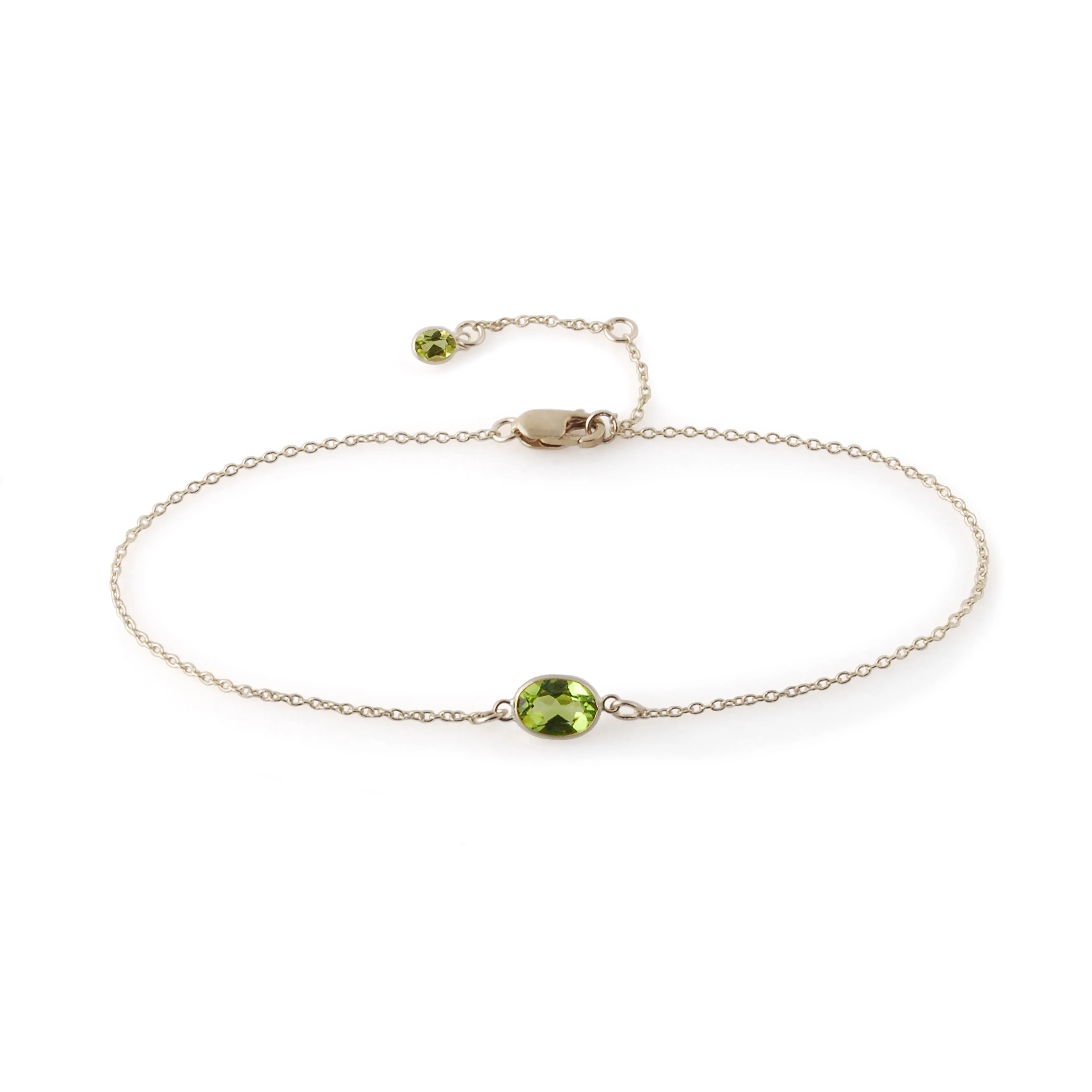 Single Stone Bezel Set Peridot Bracelet