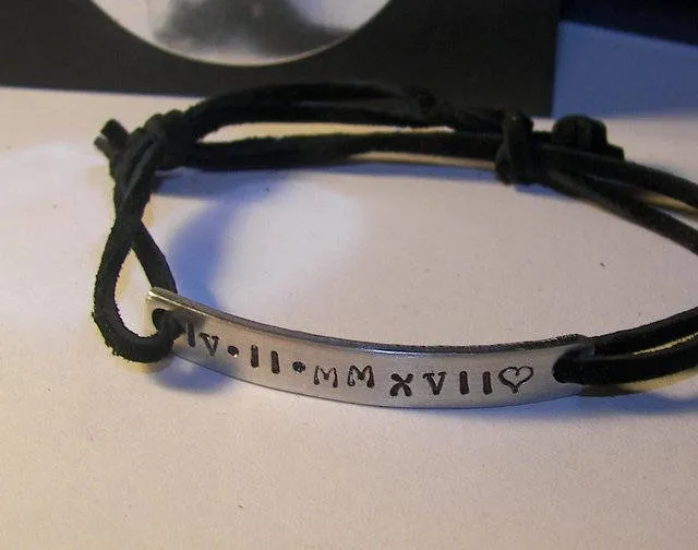 skinny  bar coordinates bracelet , word bracelet, message and date bracelet for him,  custom personalized bar bracelet, hand stamped jewelry