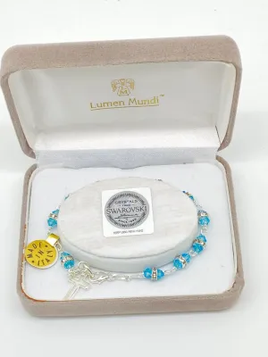 Sky Blue Australian Swarovski Crystals and Sterling Silver Rosary Bracelet 6mm