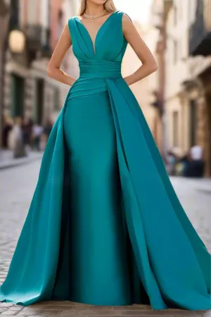 Sleeveless Jade A-Line V-Neck Mother of The Bride Dresses