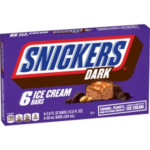 Snickers, Dark Ice Cream Bars With Chocolate-Peanut Butter Ice Cream (6 Bars)