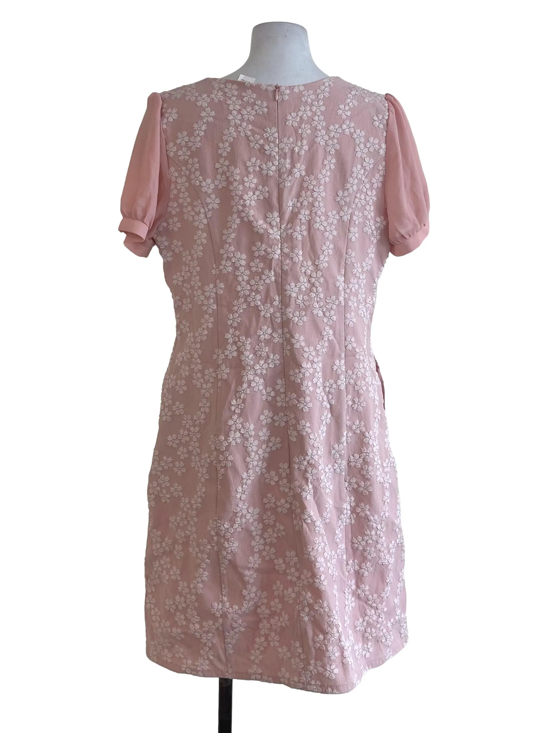 Soft Pink Floral Textured Dress