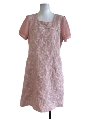Soft Pink Floral Textured Dress