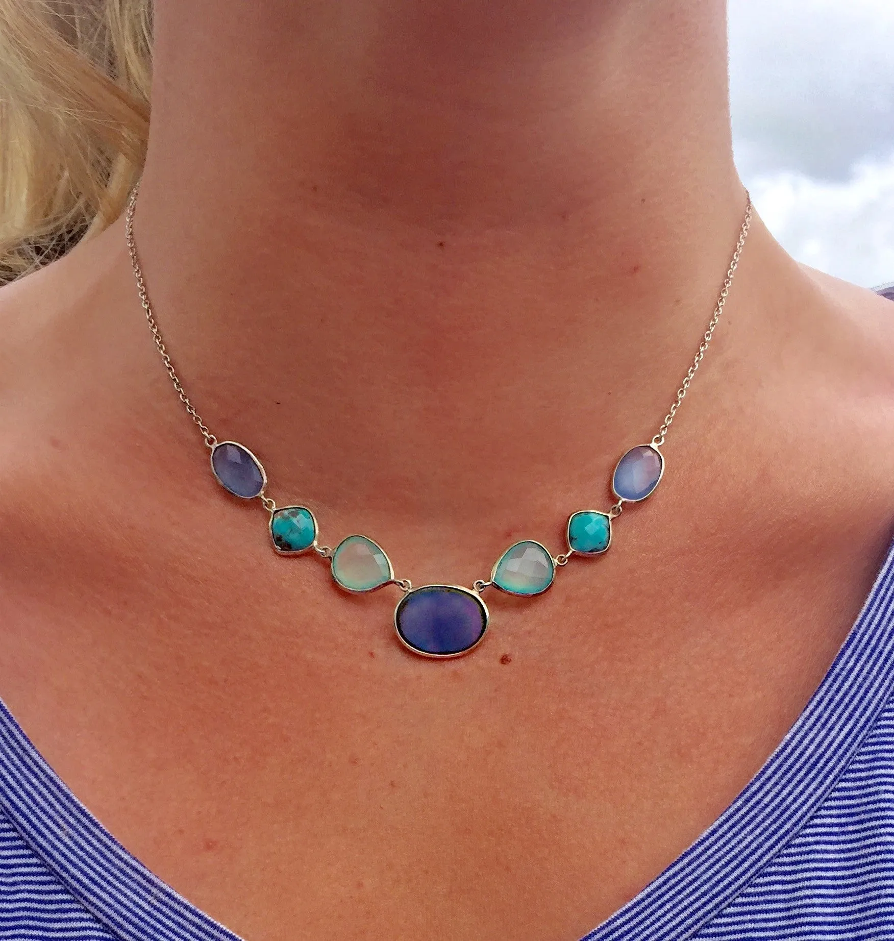 Stabilized Turquoise and Chalcedony Necklace