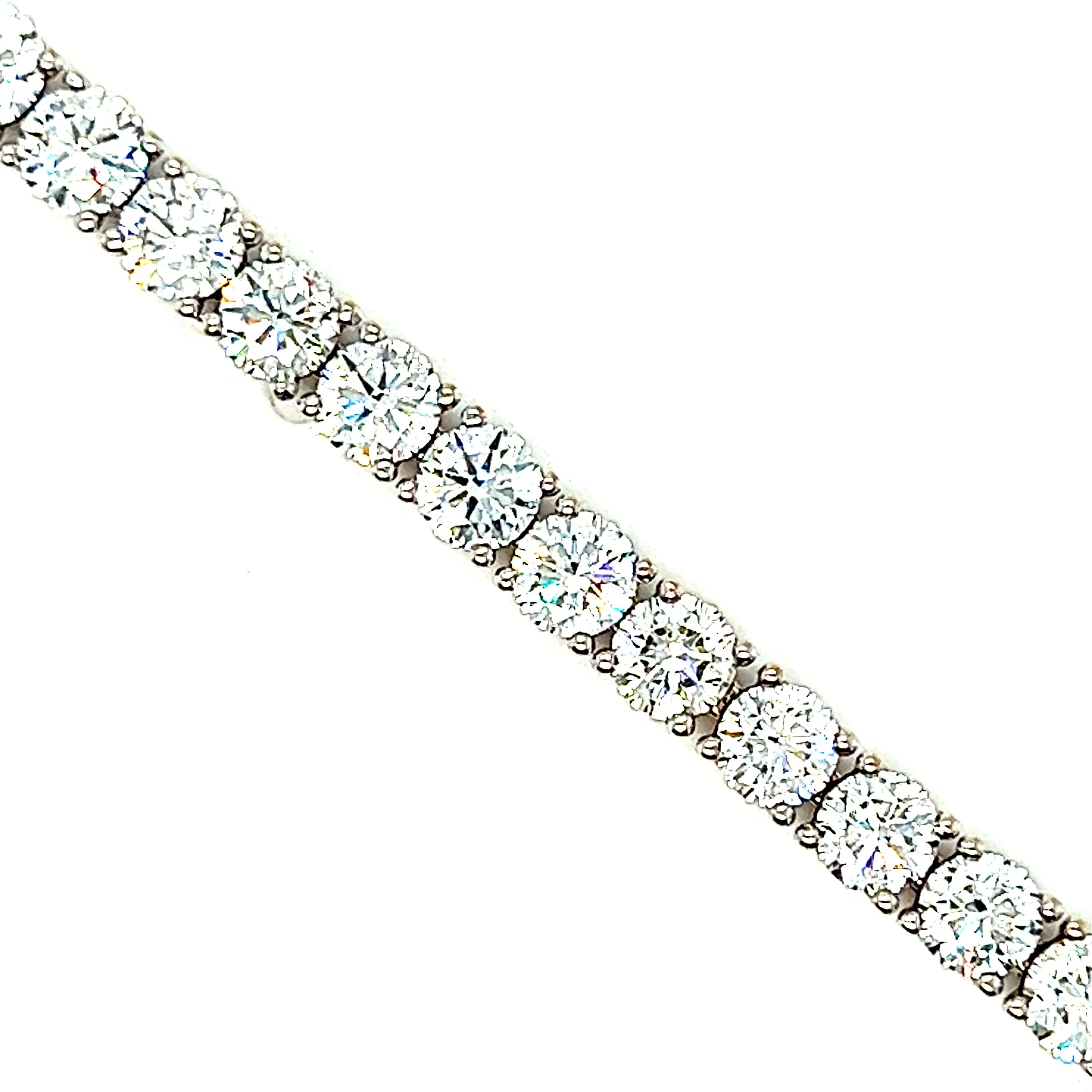 Statement High Quality 18K White Gold Diamond Tennis Line Bracelet - 10.73ct.