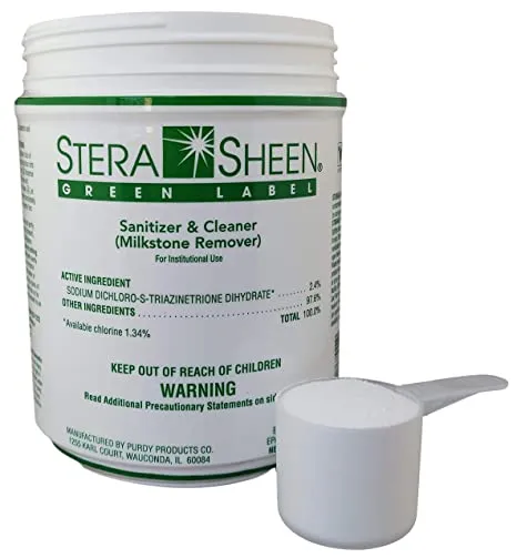 Stera-Sheen Green Label Sanitizer and Cleaner for Ice Cream Machines, Slush Machines And More - 4 lbs Jar,  Case 4 x 4lbs Jars - Canada