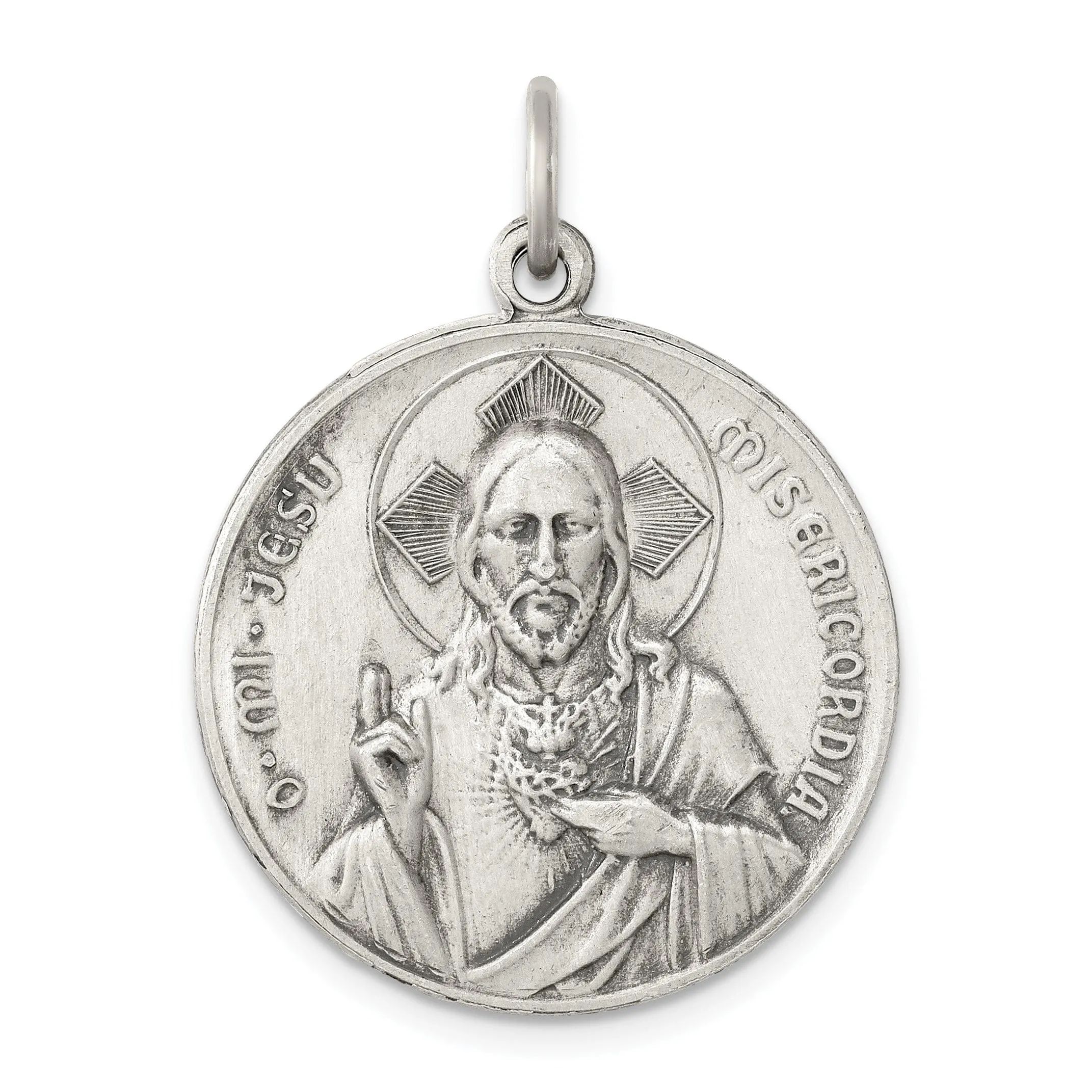 Sterling Silver Antiqued Our Lady of the Holy Scapular Pendant
