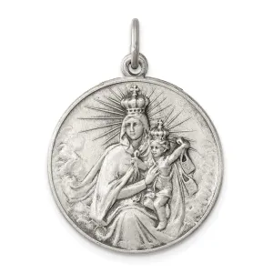 Sterling Silver Antiqued Our Lady of the Holy Scapular Pendant