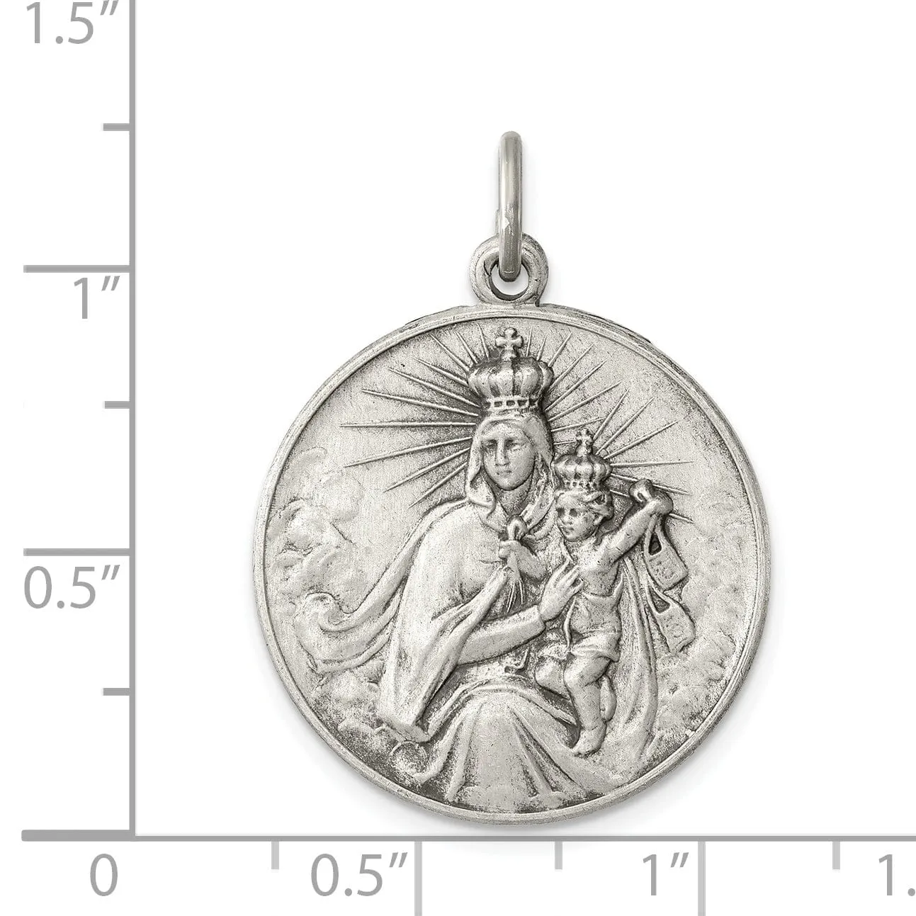 Sterling Silver Antiqued Our Lady of the Holy Scapular Pendant