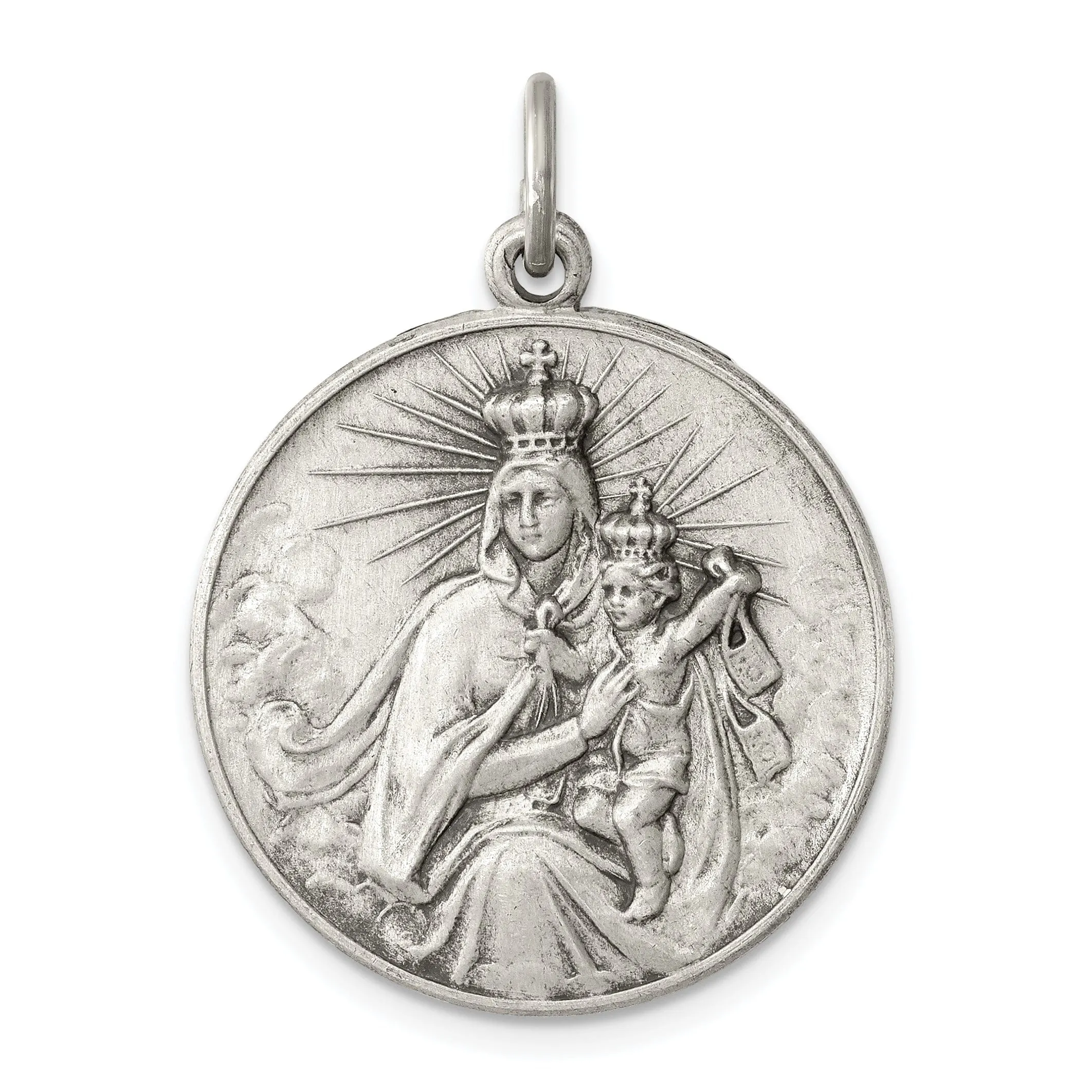 Sterling Silver Antiqued Our Lady of the Holy Scapular Pendant
